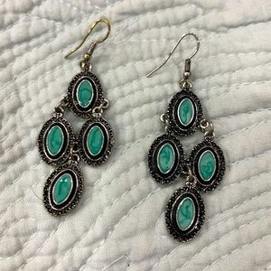 Turquoise colored earrings